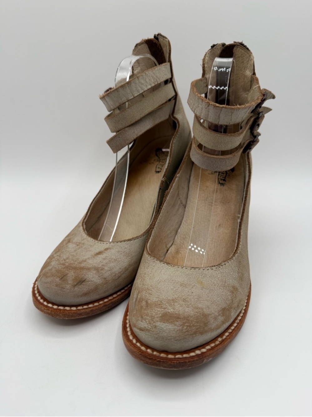 Freebird by Steven Randi in Pewter Size 9 Back-Zip Strappy Ankle All Leather